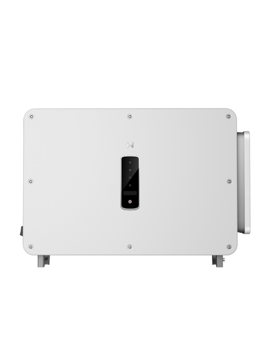 White electronic device with a small screen on a white background